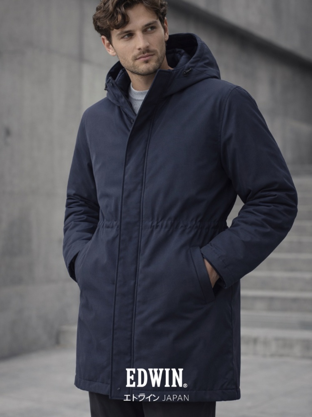 EDWIN Vintage Japanese Parka with zipper and magnetic closure minimalist XL